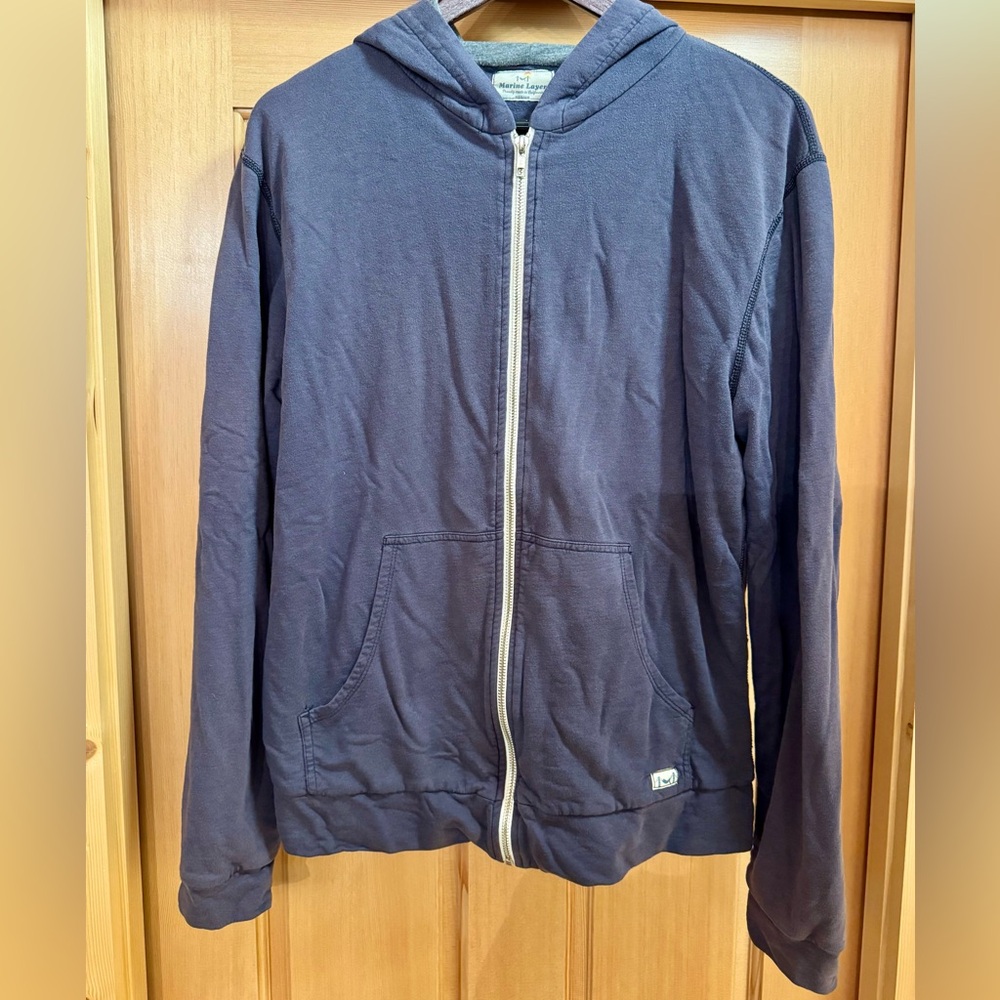 Marine Layer Navy Blue Zip-Up Hoodie